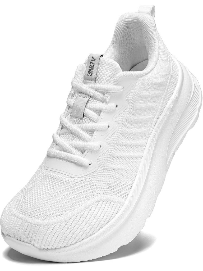 Men's White Wide Walking Shoes Soft Sole Non Slip Running Comfortable Tennis
